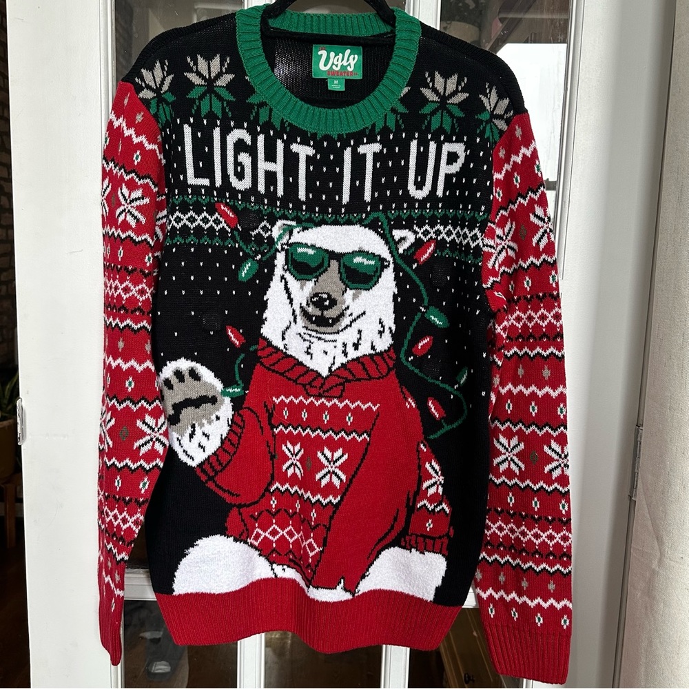 LED lit Ugly Christmas Sweater.